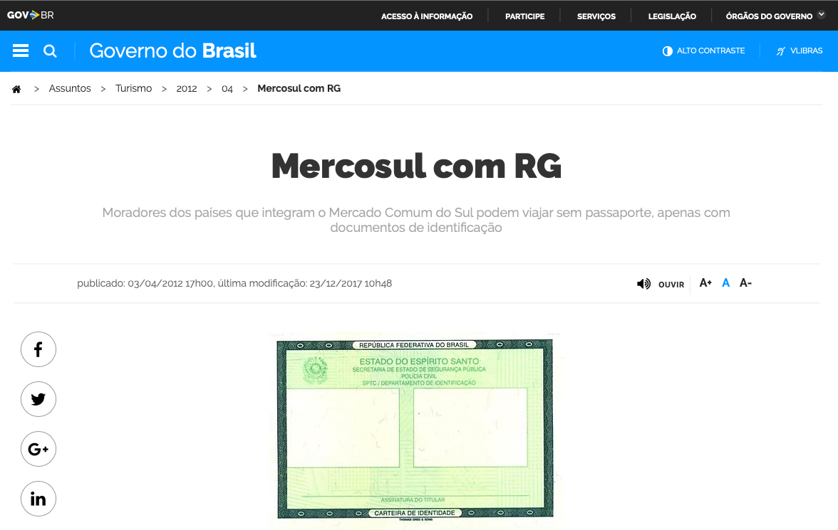 Países para viajar sem passaporte